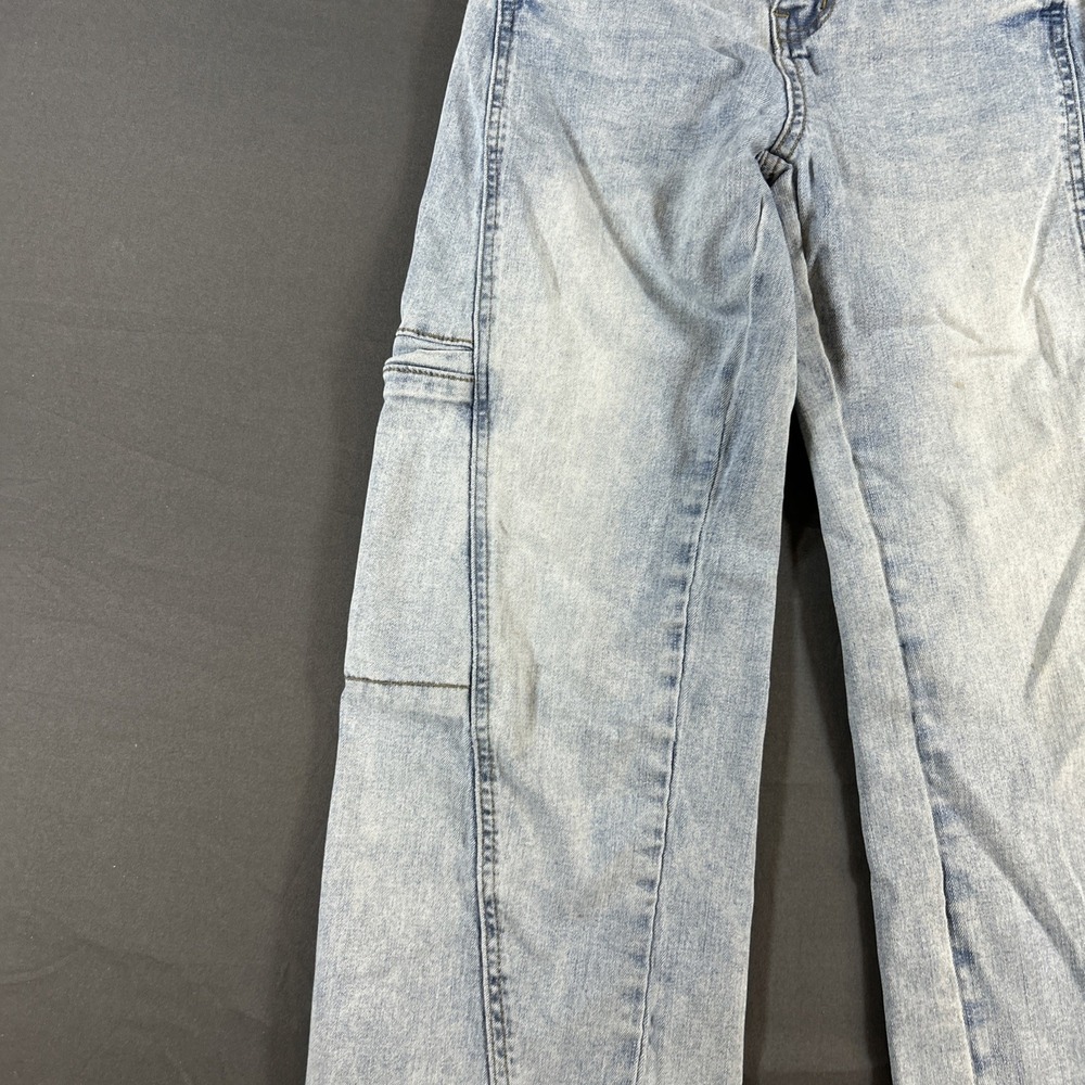 Forever 21 Kids Light Wash Denim Cargo Jeans Wide Leg Blue Size 9/10